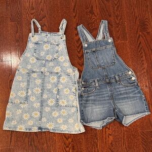 Denim Kids Overalls Set - Blue and Floral